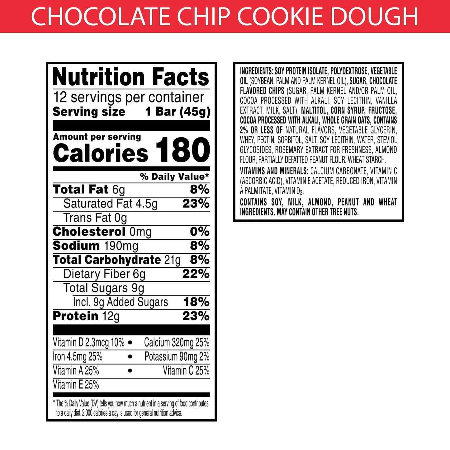 Kelloggs Special K Protein Bars, Meal Replacement, Protein Snacks, Value Size, Chocolatey Chip Cookie Dough, 19 oz (1 Pack 12 C