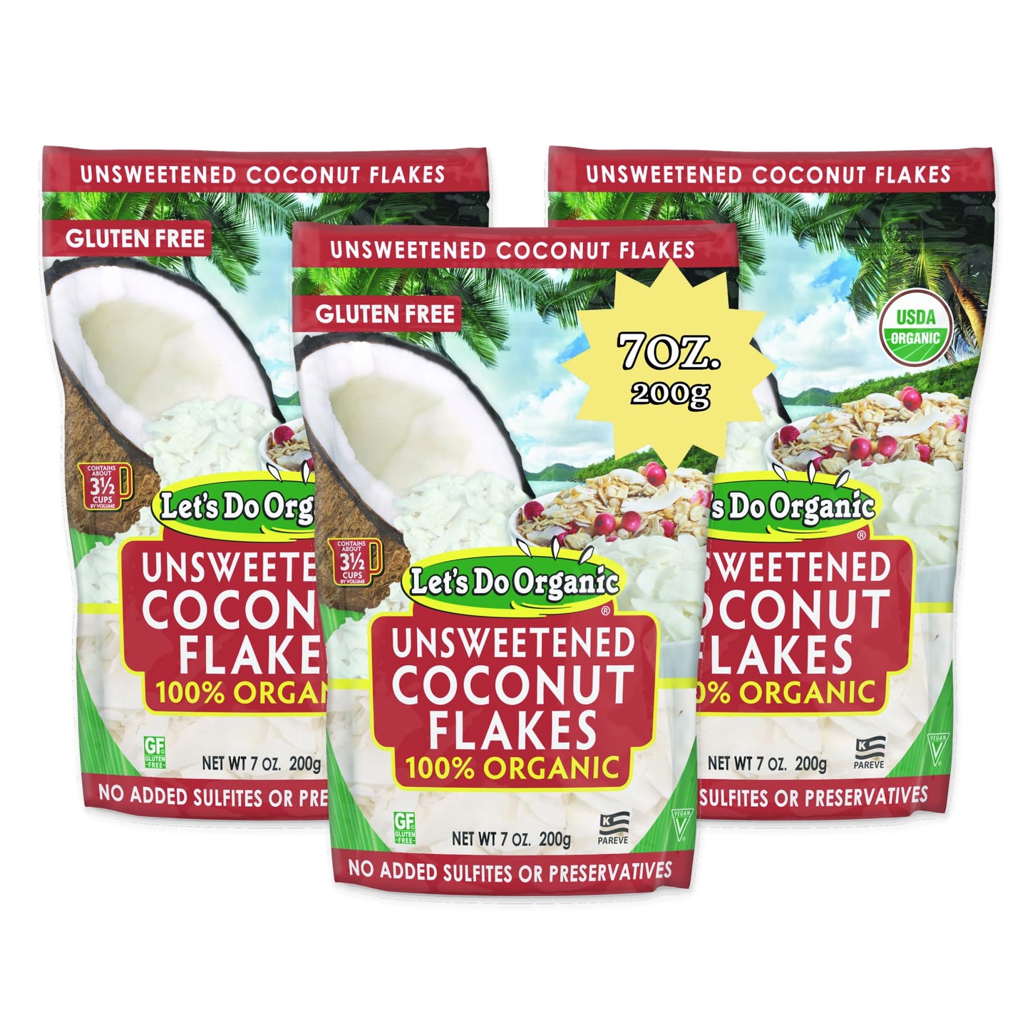 Edward & Sons Lets Do Organics: Organic Coconut Flakes, 7 Oz (3 Pack)