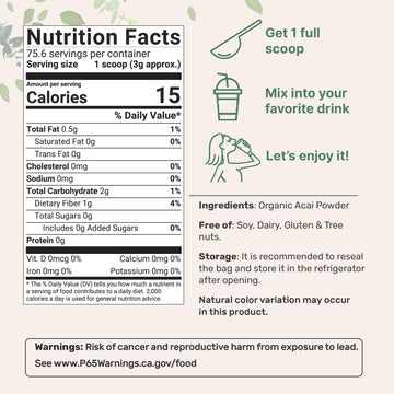 Micro Ingredients Organic Freeze-Dried Acai Powder, 100% Pure Berry Pulp, 8oz, Sustainably Grown in Brazilian large online retailer