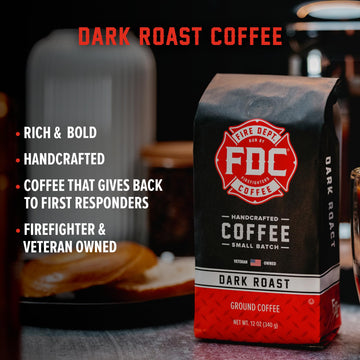 Fire Department Coffee - Gives Back To Firefighters - Bold & Smooth Dark Roast Coffee Beans - Roasted In The Usa - Premium Whole