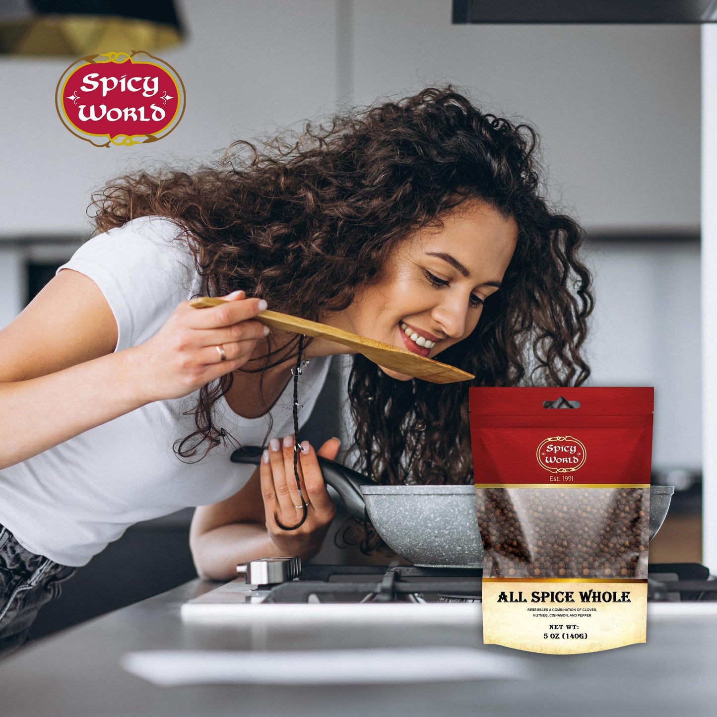 Allspice Whole Berries 5 Ounce Bag - by Spicy World (All Spice) | All Spice Pimento Jamaica Pepper for Cooking & Seasoning | Ver