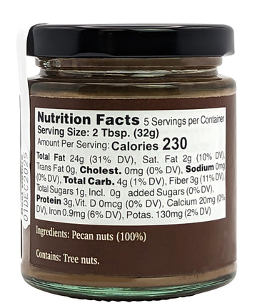 Nutural World - Crunchy Pecan Nut Butter 6 Oz (170G) Great Taste Award Winner - Pure 100% Single Ingredient