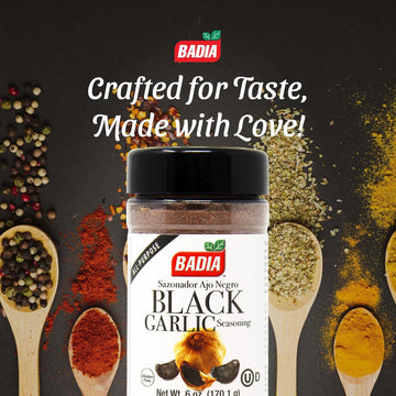 Badia Black Garlic Seasoning, 6 oz - Rich, Savory & Umami Flavor for Meat, Seafood and Vegetables