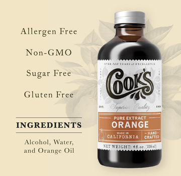 Cook'S Pure Orange Extract From Florida Oranges | For Ice Cream, Cakes, Breads, Cookies And Drinks, 4 Oz