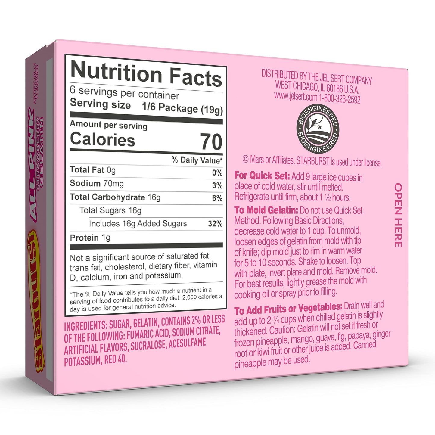 Starburst Gelatin – Strawberry, 3.93 Ounce Box (Pack Of 12)