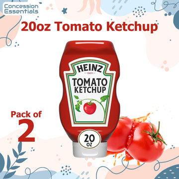 Concession Essentials Heinz Squeeze Bottles Ketchup, 20 Oz Squeeze Bottle, Pack Of Two. Total 40 Ounces