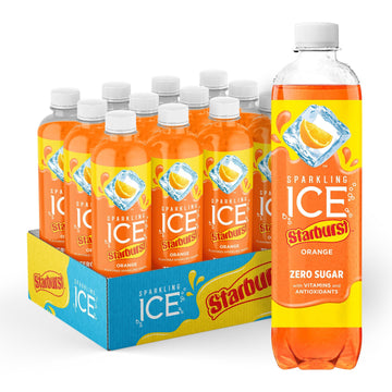 Sparkling Ice Starburst Orange, Zero Sugar Flavored Sparkling Water, With Vitamins And Antioxidants, Low Calorie Beverage, 17 Fl Oz Bottles (Pack Of 12)