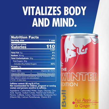 Red Bull Fuji Apple and Ginger Winter Edition Energy Drink with 80mg Caffeine plus Taurine & B Vitamins 8.4 Fl Oz Pack of 24 Cans