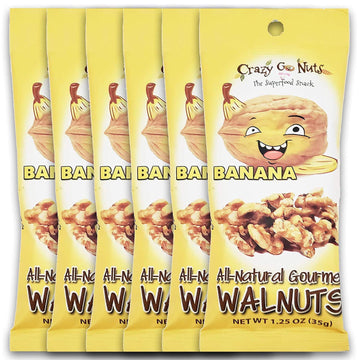 Crazy Go Nuts Walnuts - Banana, 1.25 Oz (6-Pack) - Healthy Snacks, Vegan, Gluten Free, Superfood - Natural, Non-Gmo, Ala, Omega