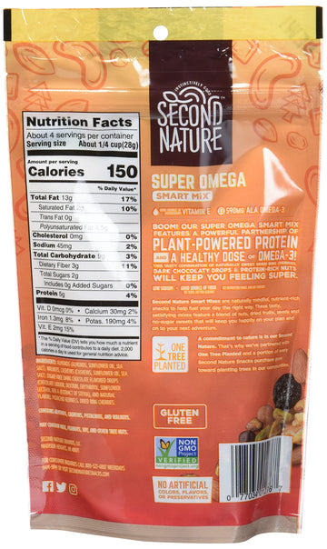 Second Nature Super Omega Smart Snack Mix - 4 Oz Individual Snack Packs (Pack Of 6) - Certified Gluten-Free Snack, Ideal For Tra