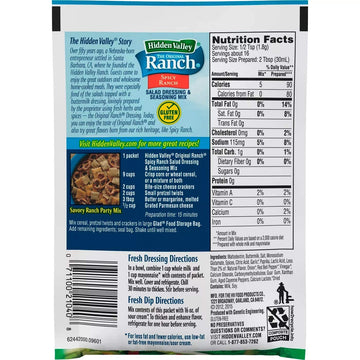 Hidden Valley Spicy Ranch Salad Dressing & Seasoning Mix (Pack Of 4) 1 Oz Packets