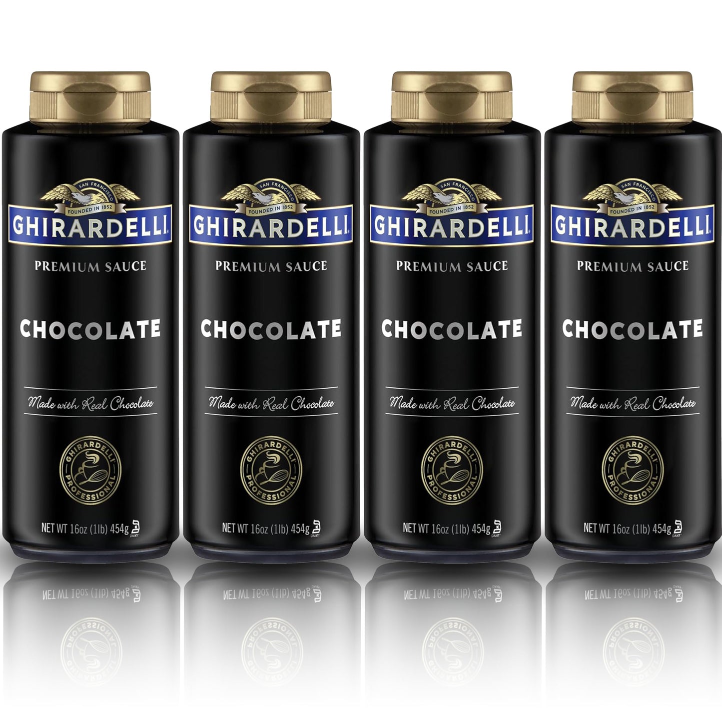 Ghirardelli Chocolate Flavored Sauce Squeeze Bottles | 16 Oz (Pack Of 4) | Rich Classic Chocolate Dessert Topping For Coffee Drinks Ice Cream And Baking Recipes
