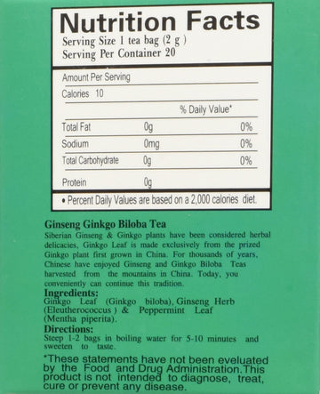 Royal King Ginseng Ginkgo Biloba Tea (20 Bags)