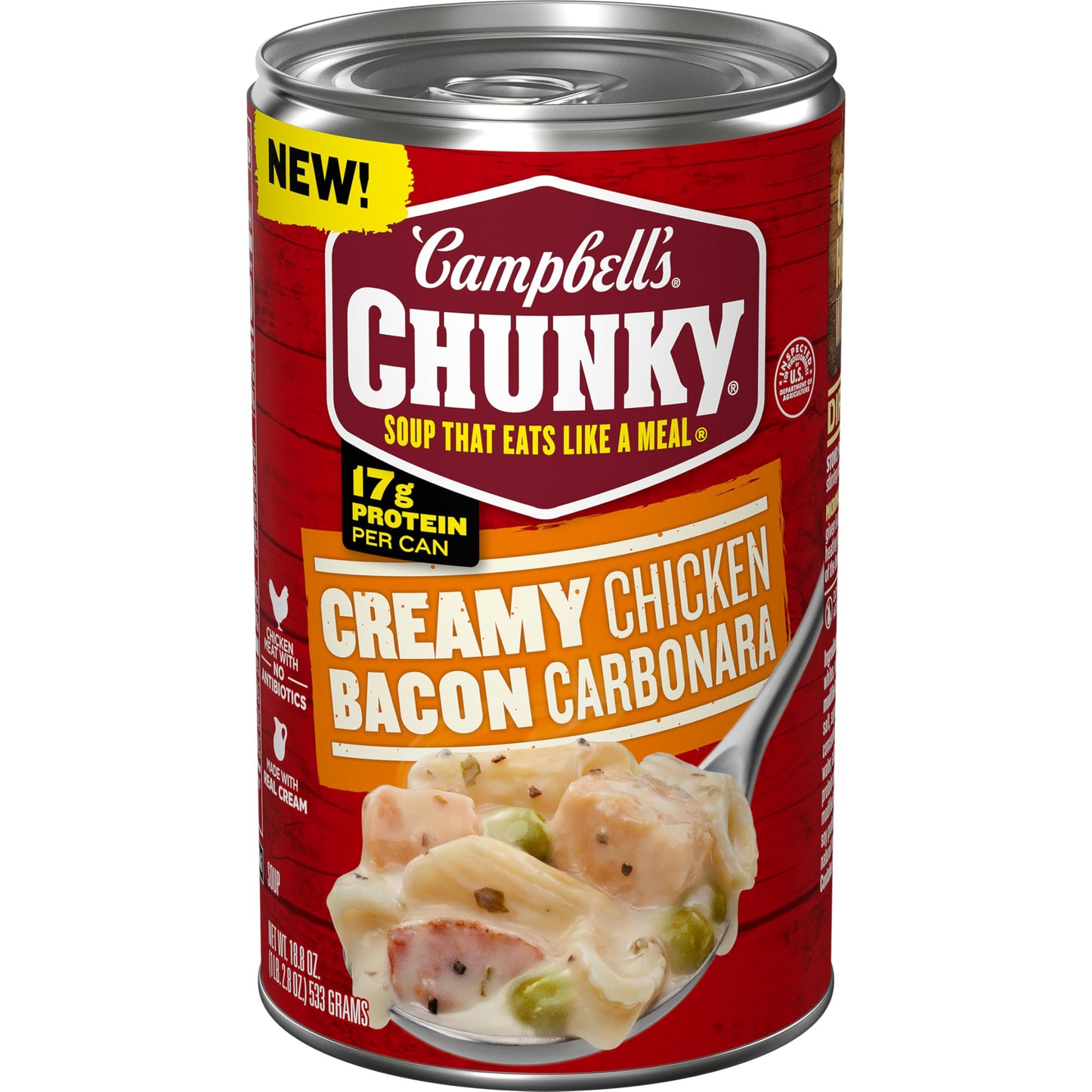 Campbells Chunky Soup, Creamy Chicken Bacon Carbonara Soup, 18.8 oz Can