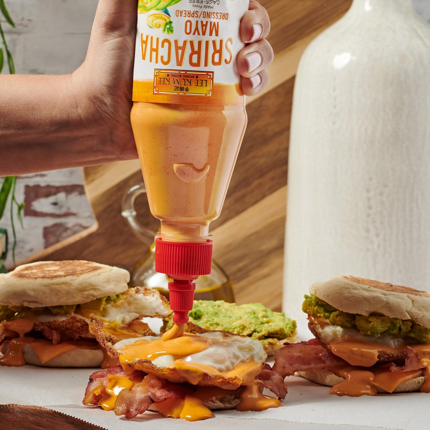 Lee Kum Kee Sriracha Mayo (15 Oz - 1 Pack), Cage-Free Eggs, Gluten Free, Creamy Spicy Mayonnaise Sauce For Sandwiches, Burgers,