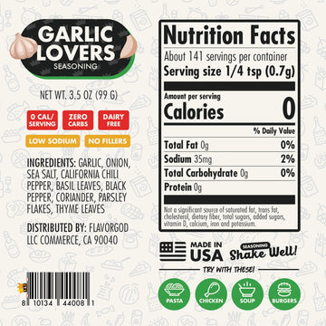 Flavor God Garlic Lovers Seasoning Mix - Natural Spice Blend for Grilling, Vegan, Gluten & Dairy Free, Large (Pack of 2)
