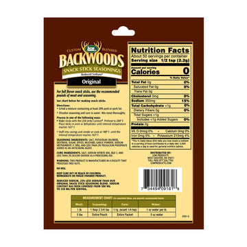 LEM Backwoods Reduced Sodium Snack Stick Seasoning, Seasons Up to 5 lbs, 3.9 Ounce Packet, Model 9161
