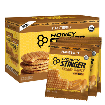 Honey Stinger Organic Peanut Butter Waffle, Energy Stroopwafel for Exercise, Endurance and Performance, Sports Nutrition for Hom