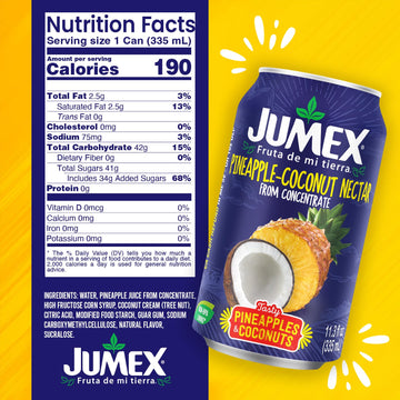 Jumex Pineapple-Coconut Nectar | Recyclable Can with Non-BPA Lining | 11.3 Fl Oz | Pack of 24
