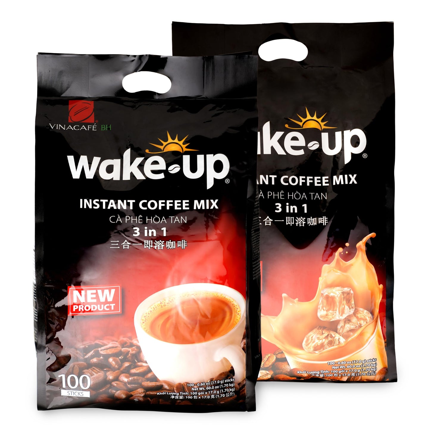 Vinacafe Top-Grade 200 Sticks 3 In 1 Instant Wake-Up Coffee Mix 200 Coffee Sticks Single Serves