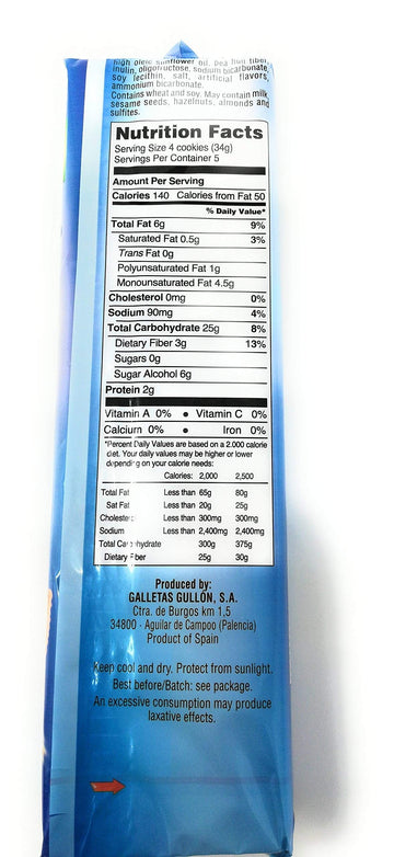 Gullon Sugar Free Fiber Cookies, 6 Oz.