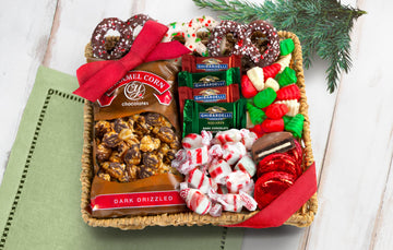 A Gift Inside Holiday Classic Chocolate, Candy & Crunch Gift Basket With Handmade Chocolates, Ghirardelli, Caramel Corn For Gour