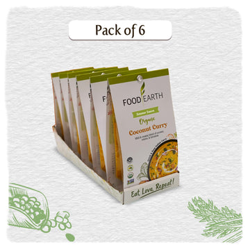 Food Earth Indian Simmeacr Sauce - Coconut Curry - Organic, Vegan, Gluten-Free, Gmo-Free - Microwavable Cooking Sauce - 12 Pouch