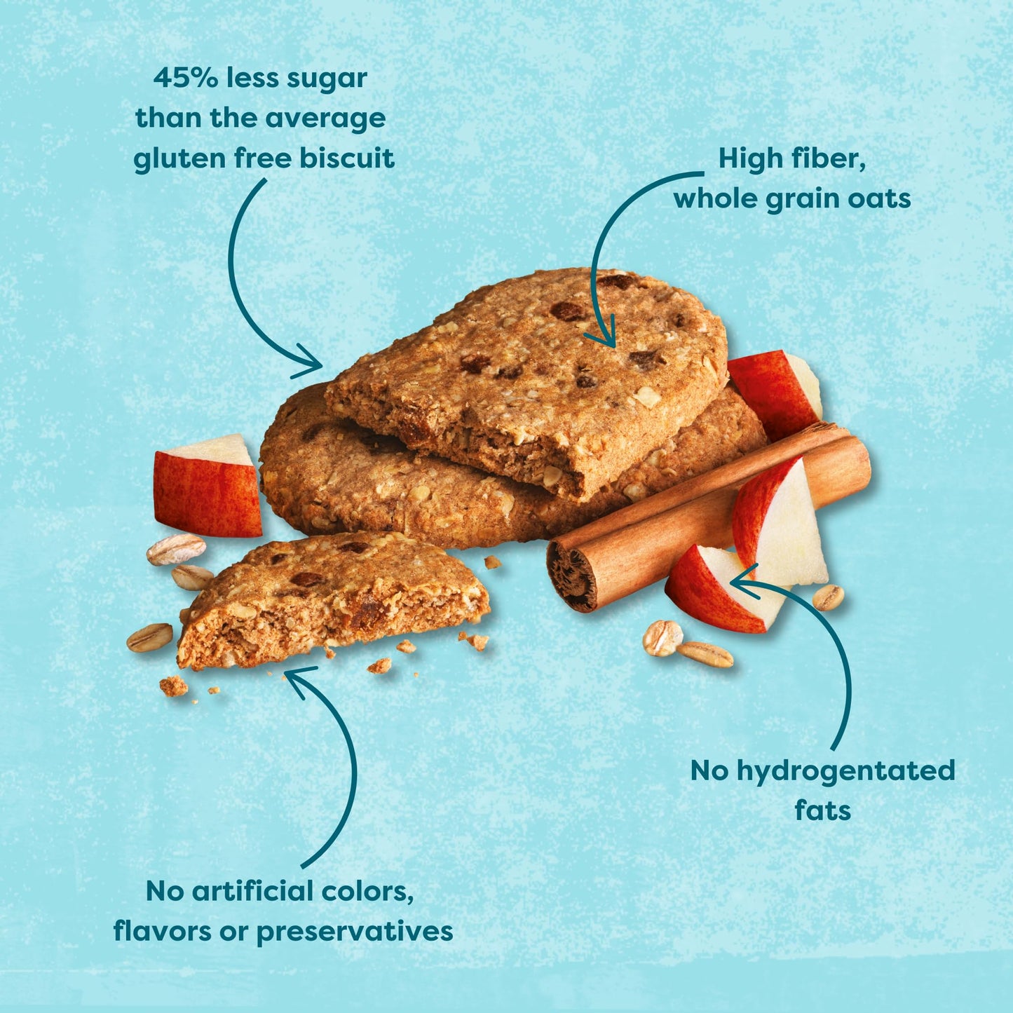 Nairns gluten Free Apple & cinnamon Breakfast Biscuits, 564oz (Pack of 6)