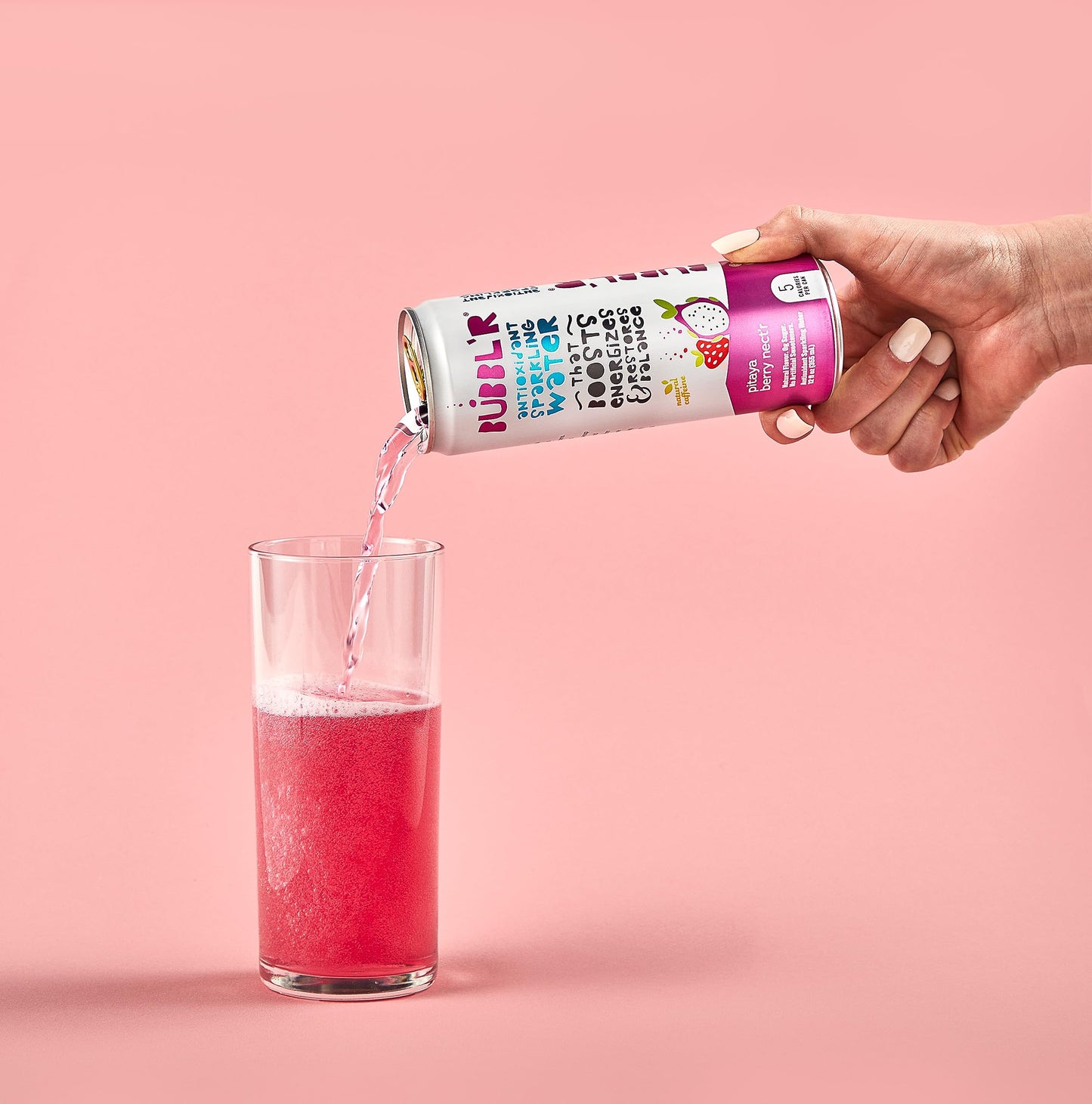 Bubblr Antioxidant Sparkling Water, Pitaya Berry Flavor, 12 Fl Oz Cans, Pack of 12, 0g Sugar, Gluten Free, All Natural Flavors