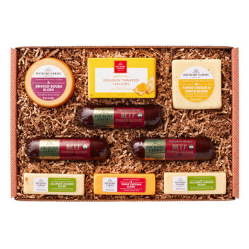 Hickory Farms Signature Beef Meat and Cheese Gift Basket (Large) - Box Set | Charcuterie Board Food | Summer Sausage | Fathers