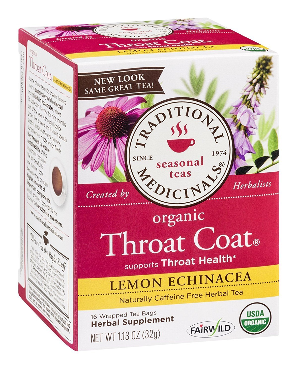 Traditional Medicinals Organic Throat Coat Lemon Echinacea Herbal Tea Support