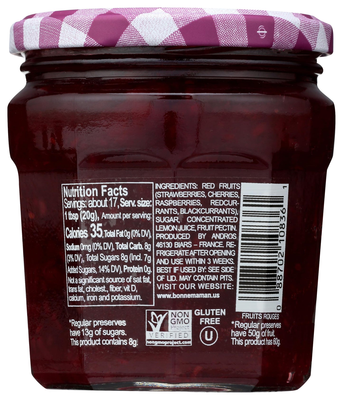 Bonne Maman More Fruit, Less Sugar Red Fruit Spread, 11.8 Oz