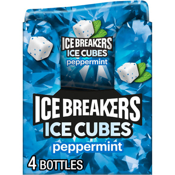Ice Breakers Ice Cubes Peppermint Sugar Free Chewing Gum Bottles, 3.24 Oz (4 Count, 40 Pieces)