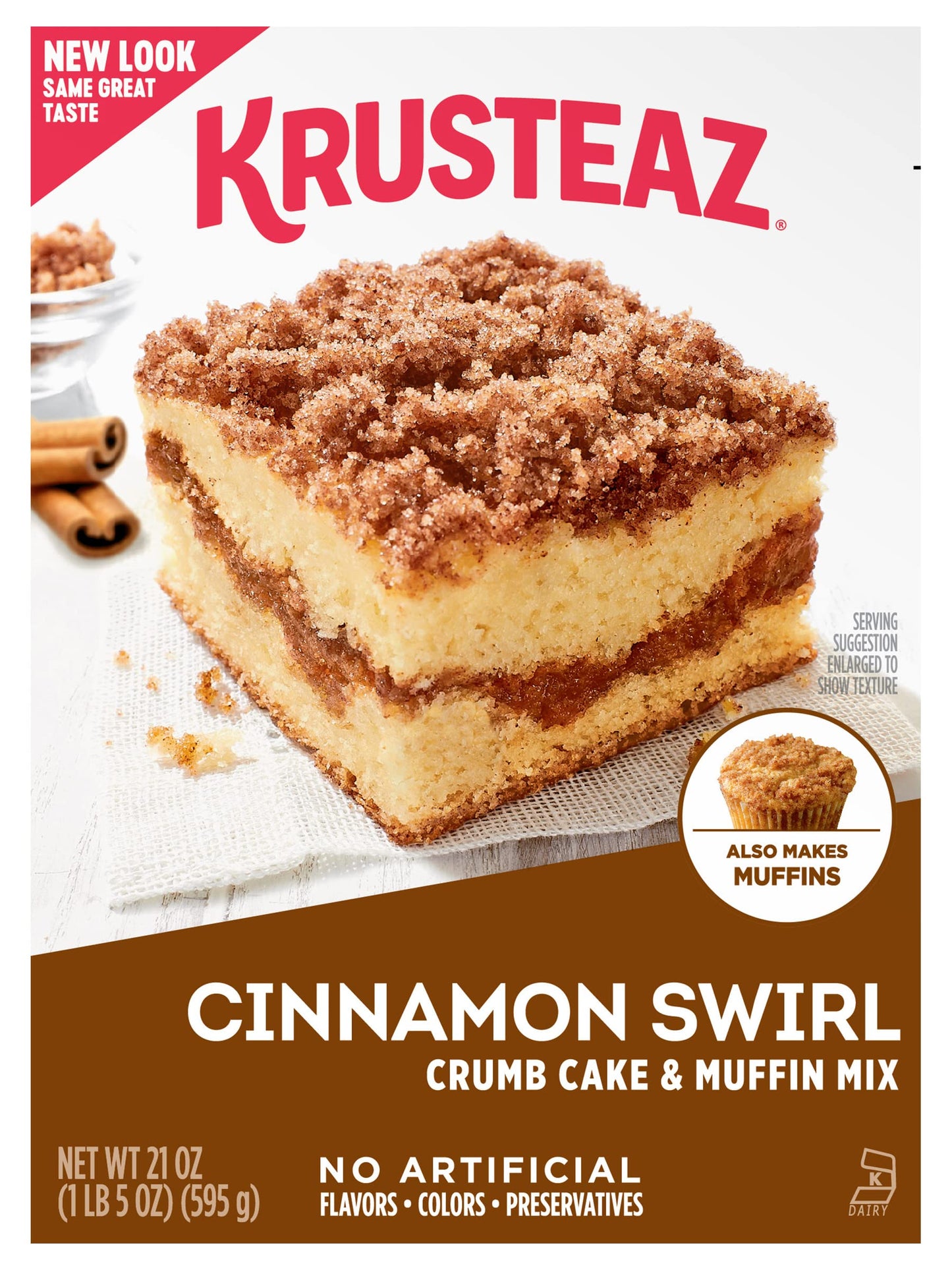 Krusteaz Cinnamon Swirl Crumb Cake And Muffin Mix, 21-Ounce Boxes (Pack Of 4)