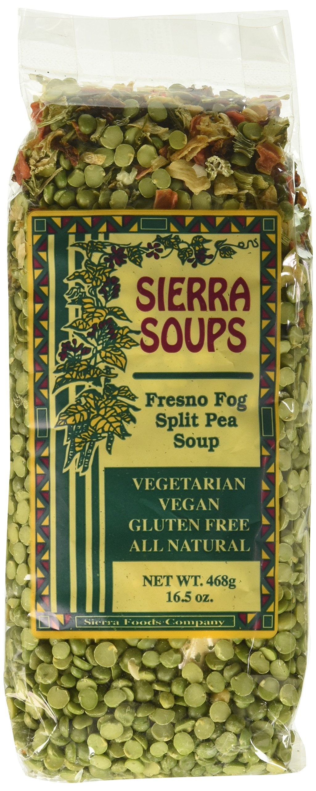 Sierra Soups Fresno Fog Split Pea Soup 16.5-Ounce Bags (Pack of 6)