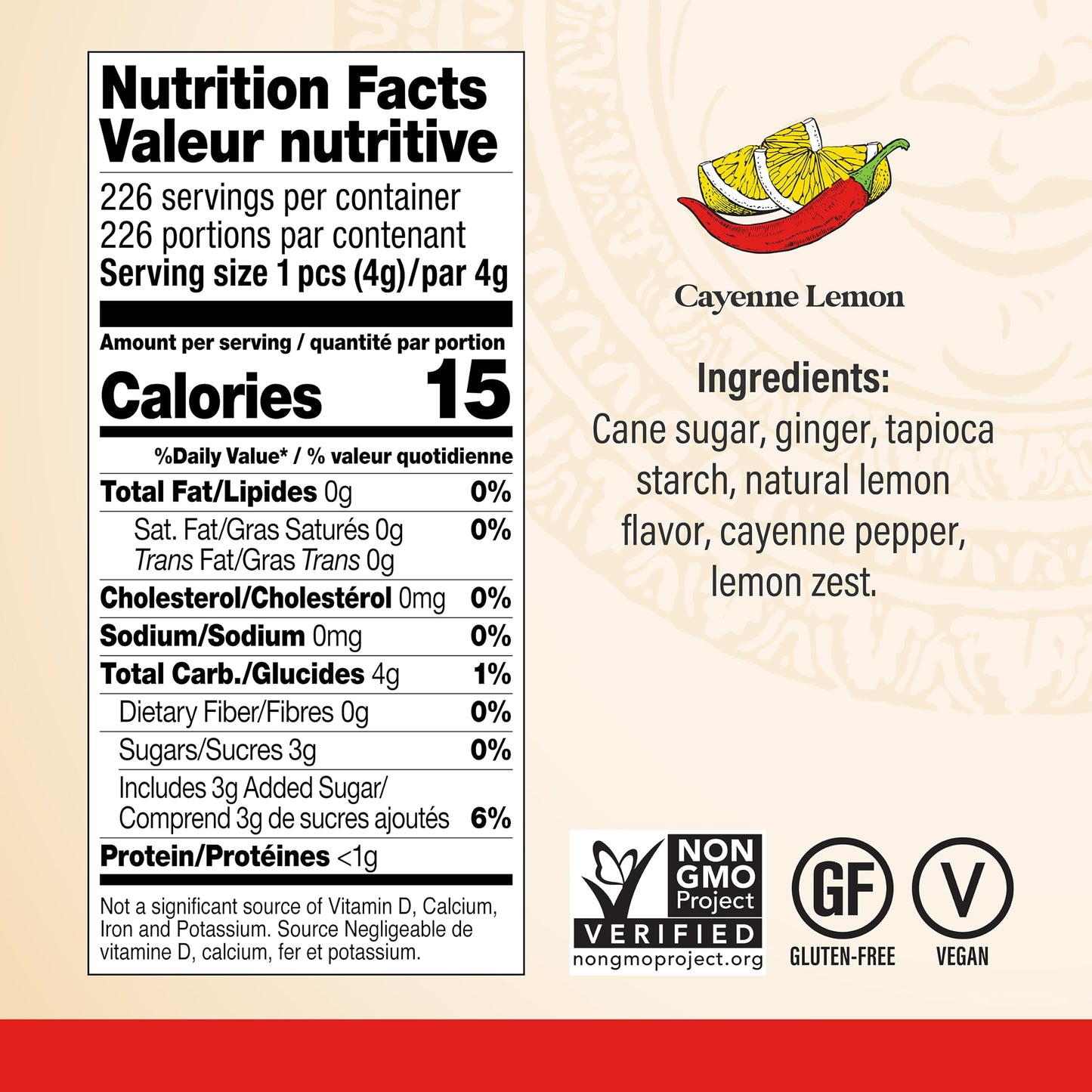 Chimes Cayenne Lemon Ginger Chews Candy - 1 lb Bag, Spicy & Sweet Chewy Snacks, Natural Ingredients, Gluten-Free, Perfect for On-the-Go