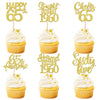 24PCS Gold Happy 65th Birthday Cupcake Toppers Sixty Five Straight Outta 1960 Cupcake Picks Cheers to 65 Lengend Since 1960 Cake
