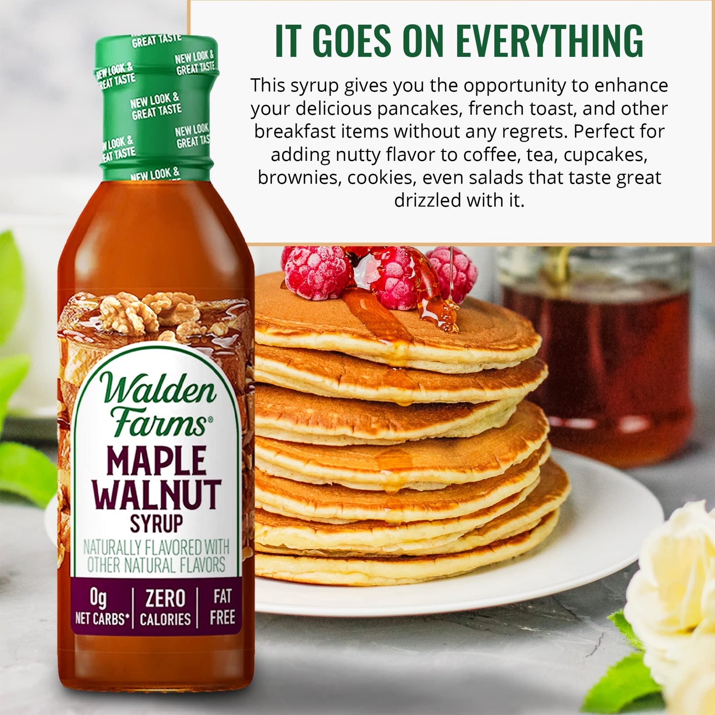 Walden Farms Maple Walnut Syrup 12 Oz (Pack Of 3) Sweet Syrup, Near Zero Fat, Sugar And Calorie, For Pancakes, Waffles, French T