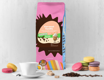 Crazy Cups Decaf Flavored Ground Coffee, Caramel Vanilla, in 10 oz Bags, For Brewing Flavored Hot or Iced Decaf Coffee, 3 Pack