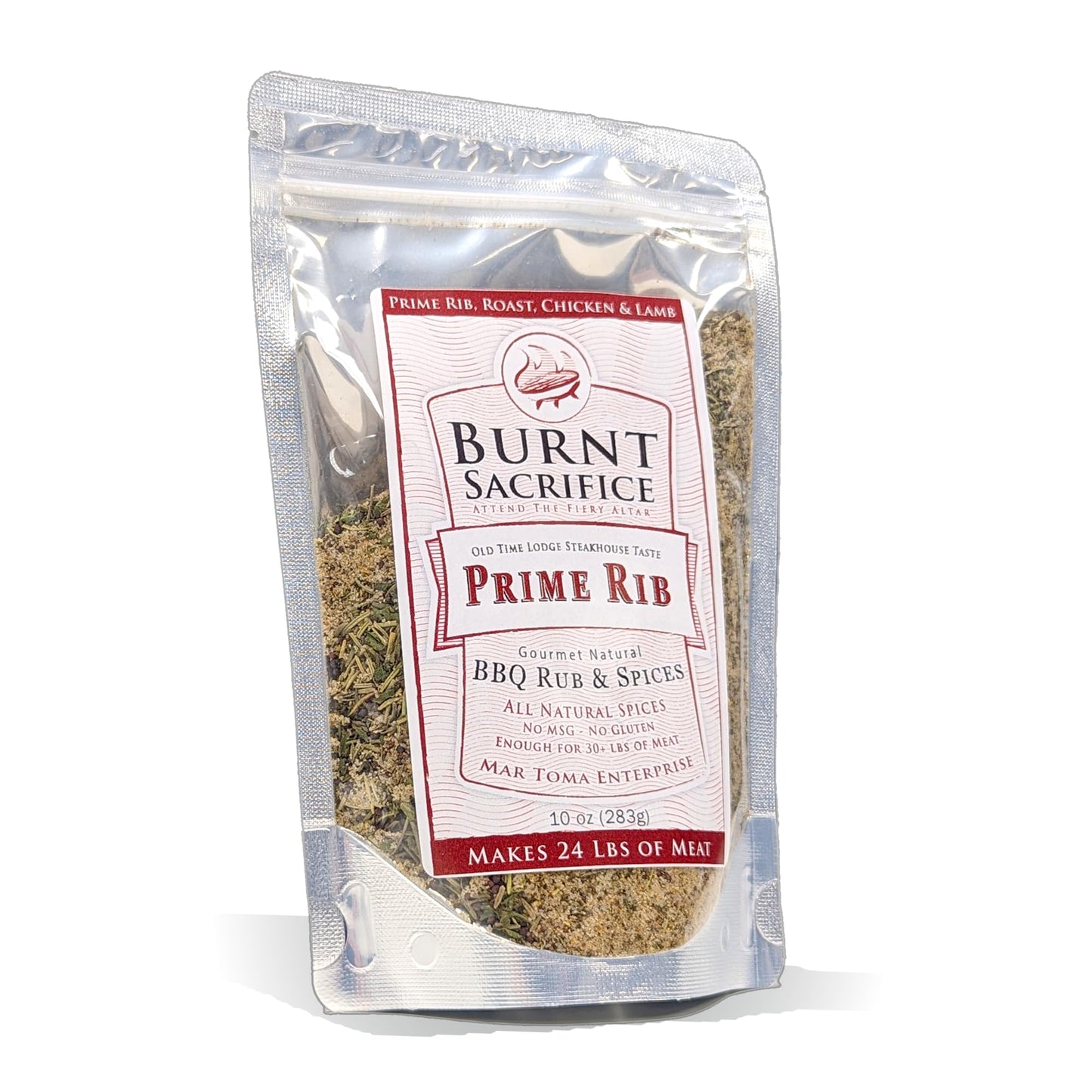 Burnt Sacrifice Prime Rib Gourmet BBQ Spice Rub Seasonings (10 Ounce Bag - Makes 30 lbs) Standing-Rib Tri-Tip Beef Steak Chicken