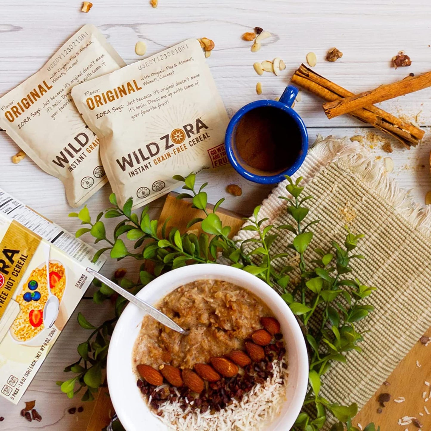 WILD ZORA Instant Grain-Free Hot Cereal, Paleo Friendly, Gluten Free, 1.8 oz (5-pack)