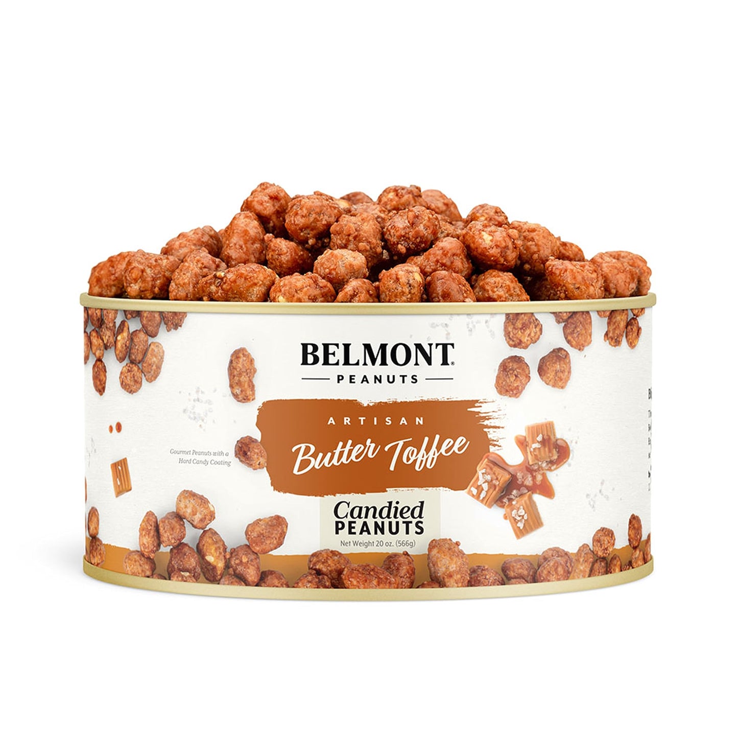 Belmont Peanuts Gourmet Butter Toffee Candied Peanuts, 20 Oz (1 Pack) – Only 4 Ingredients, No Preservatives, 3G Protein – A Premium, Sweet, Buttery, Salty, Crunchy, Hand Seasoned Snack