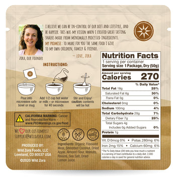 WILD ZORA Instant Grain-Free Hot Cereal, Paleo Friendly, Gluten Free, 1.8 oz (5-pack)