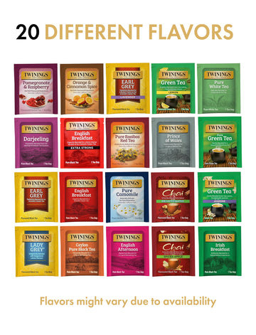 Twinings Tea Bag Sampler, Assortment Variety Pack (20 Count), 20 Unique Flavors For Tea Lovers: Women, Men, Couples, Family, Fri