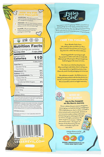 Lesserevil Organic Pina Colada Popcorn, 4.6 Oz