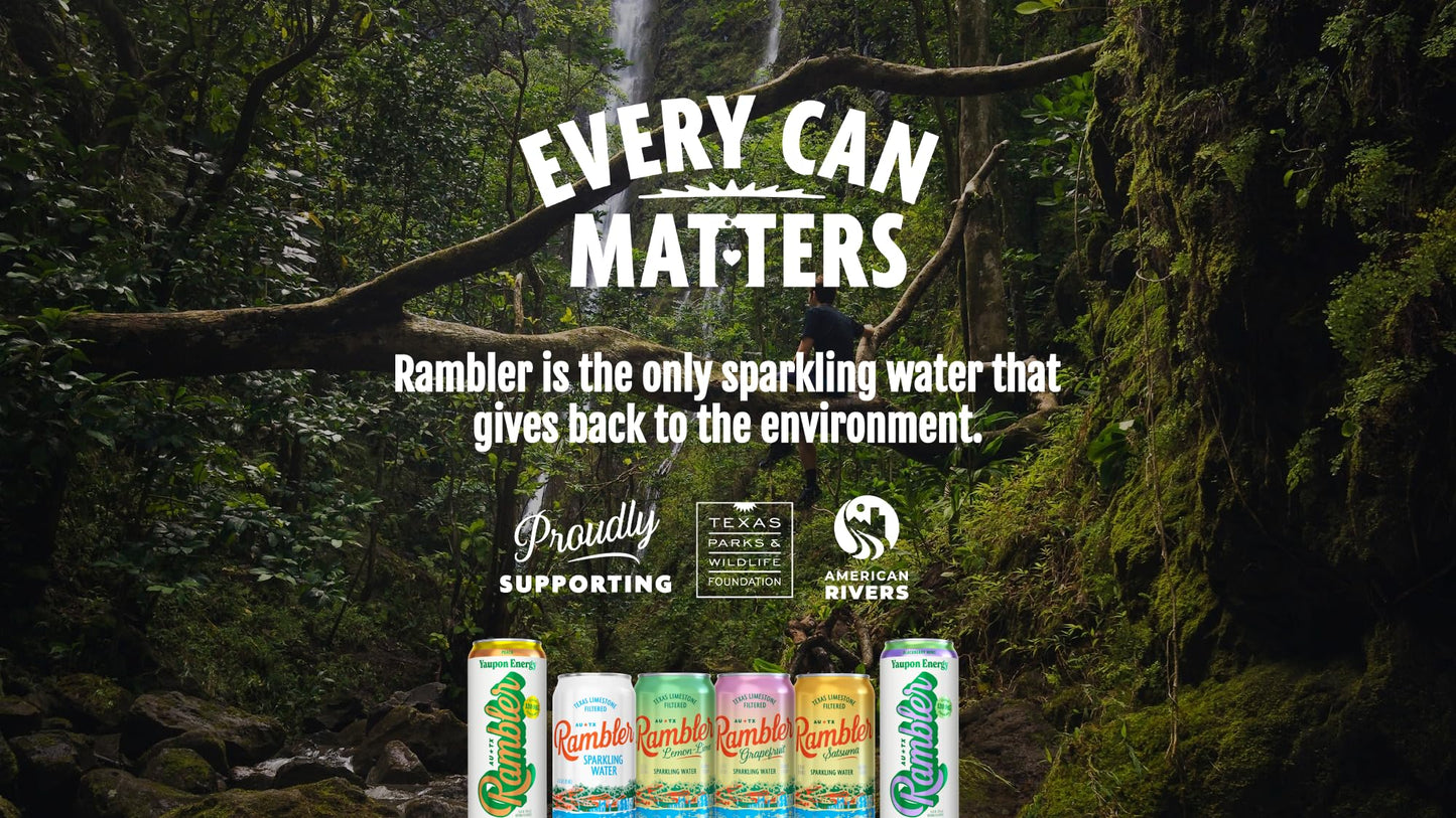 Autx Rambler Sparkling Water, Texas Limestone Mineral Blend, Lemon-Lime Flavor, 12-Ounce Cans, 12-Pack