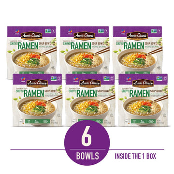 Annie Chun'S - Noodle Soup Bowl, Shoyu Ramen Flavored, Instant And Microwavable Noodles, Vegan And Delicious, 5.4 Oz (Pack Of 6)