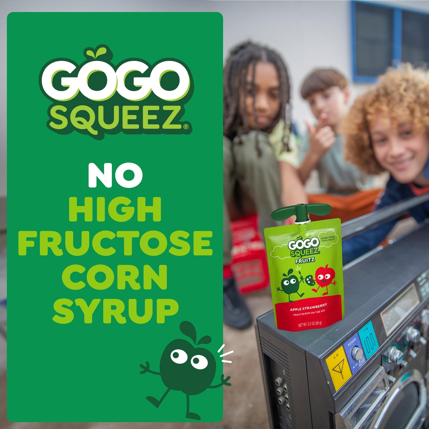 GoGo SqueeZ Applesauce and Fruit Puree, Apple Strawberry, 3.2 oz Pouches, Pack of 48, Gluten Free, Nut Free, BPA Free