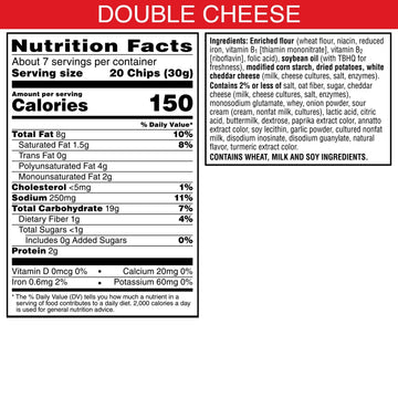 Cheez-It Snapd Cheese Cracker Chips, Thin Crisps, Lunch Snacks, Double Cheese, 7.5oz Bag (1 Bag)