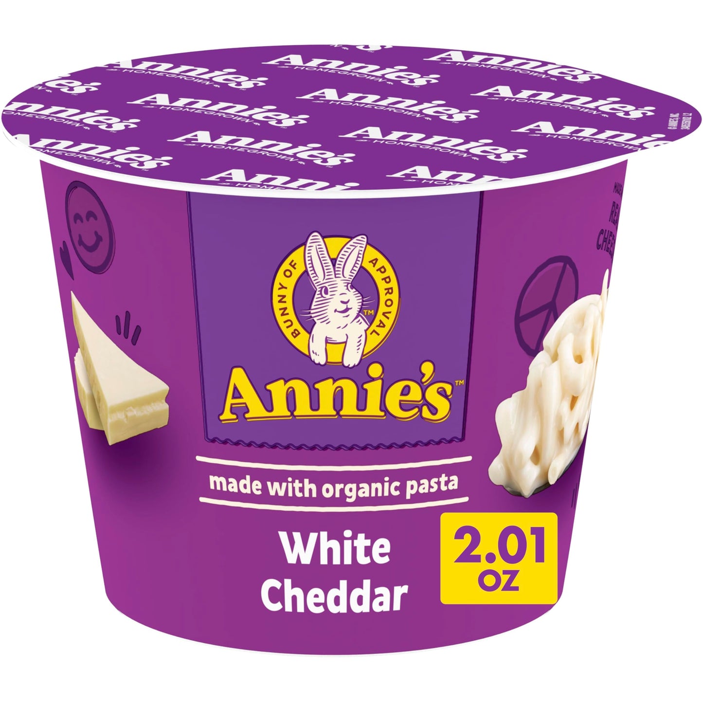 Annies Organic White Cheddar Macaroni and Cheese, Microwavable Cup, 2.01 oz